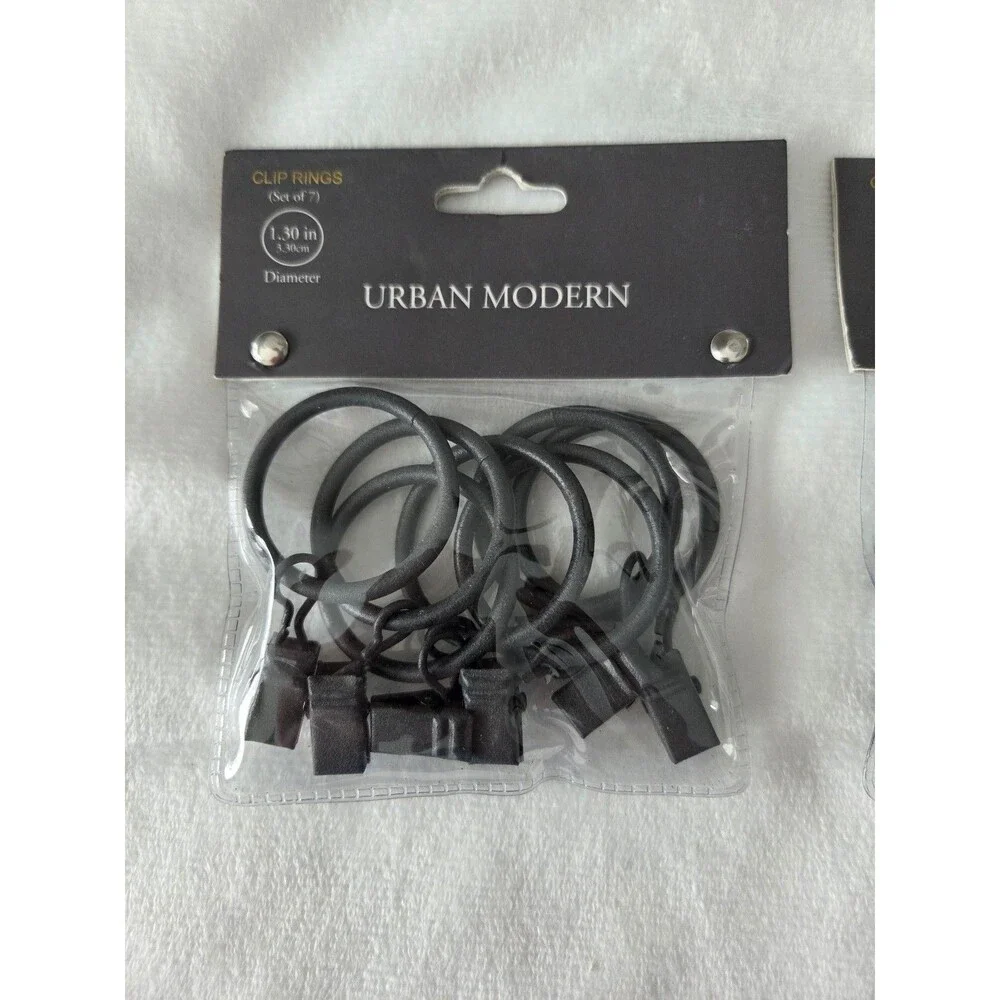 New Matte Grey Clip Rings Set of 14 - Drape Rings 1.3 inches Made in India